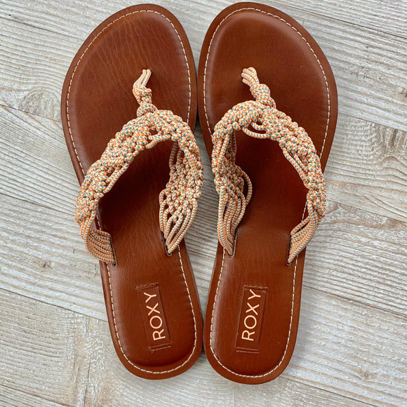 Roxy Rainbow Macrame Flip Flops
